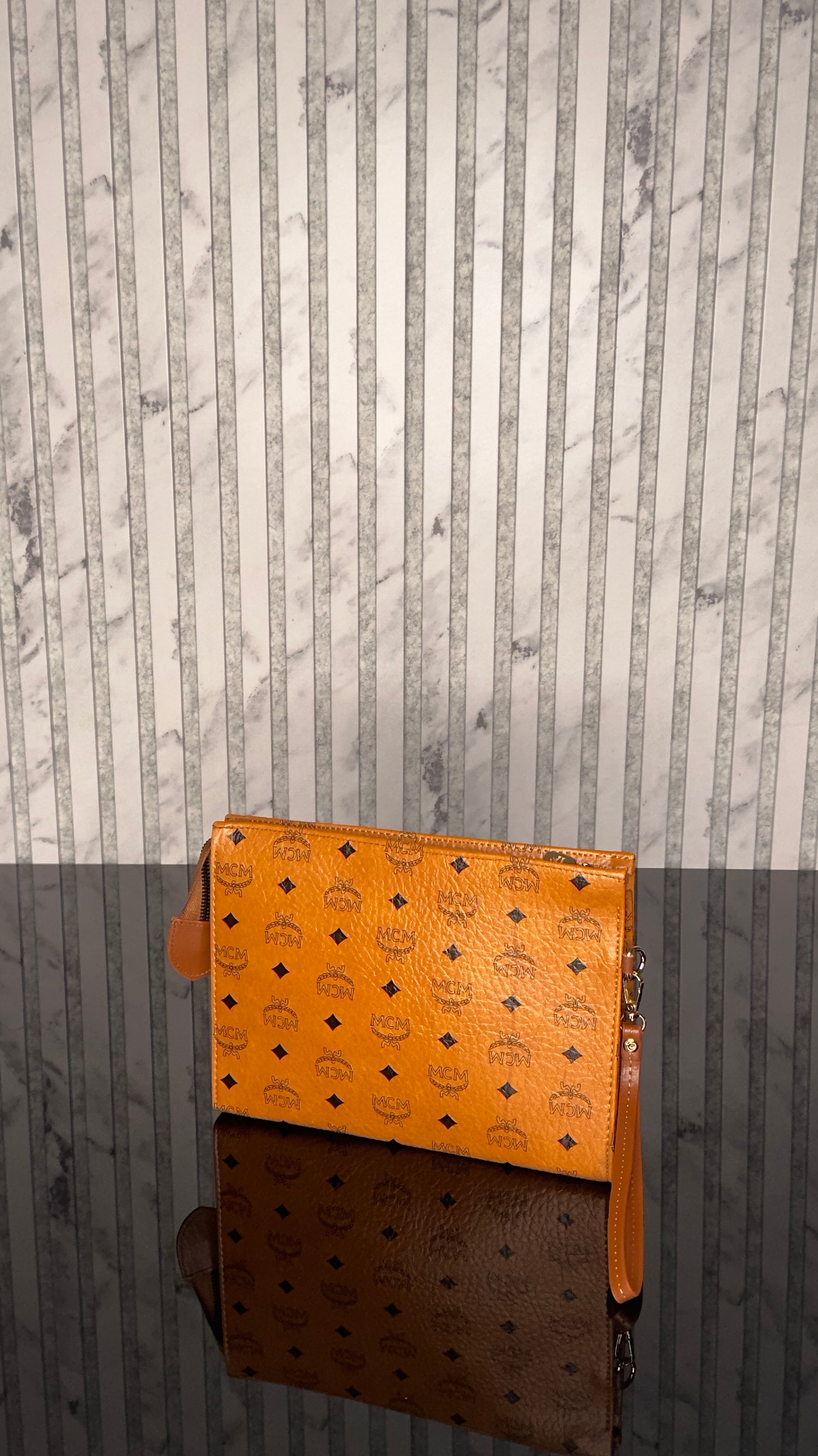 MCM Visetos Pouch Cognac