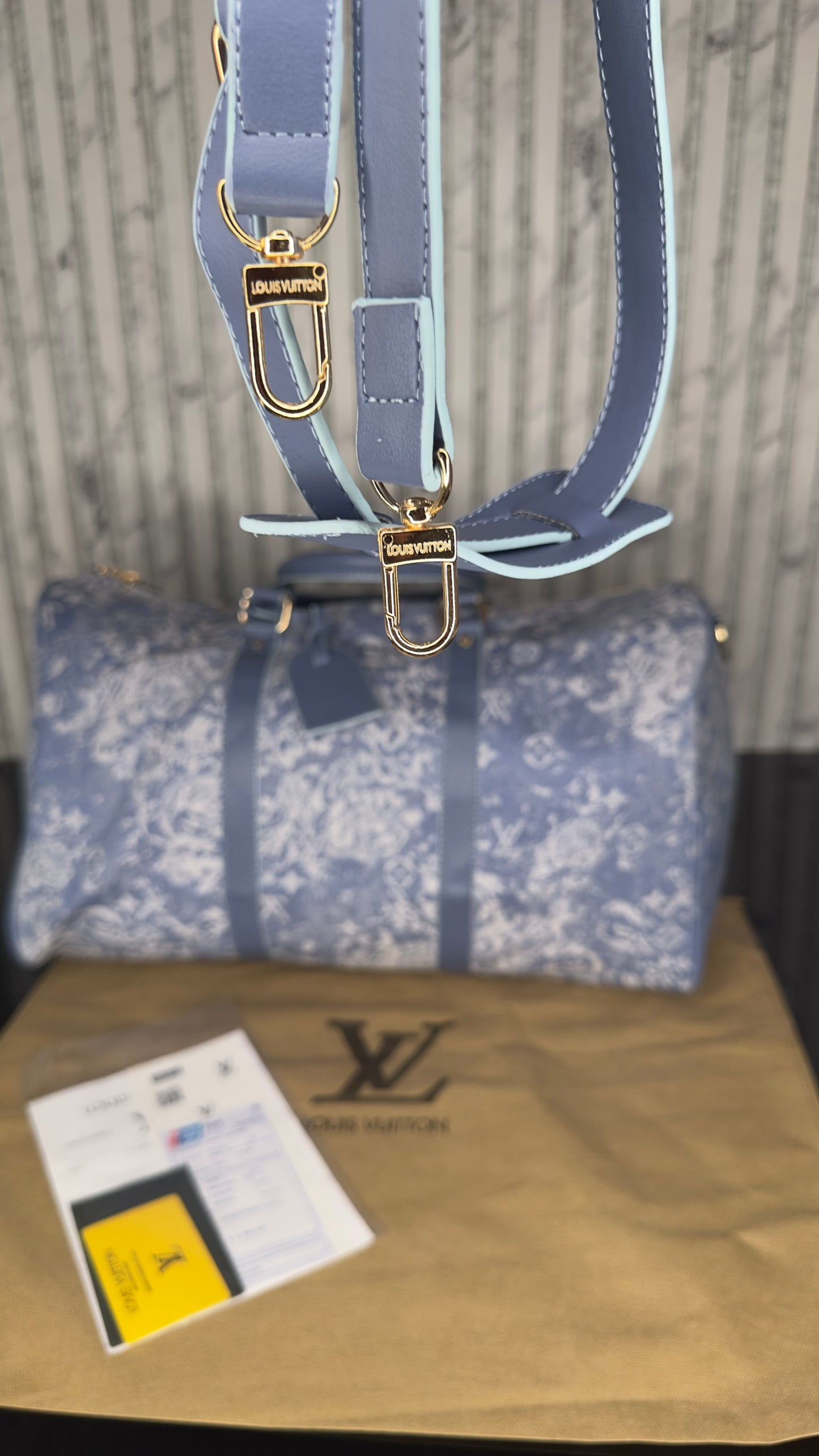 Louis Vuitton Keepall Bandoulière 45 Blue Monogram Tapestry Denim