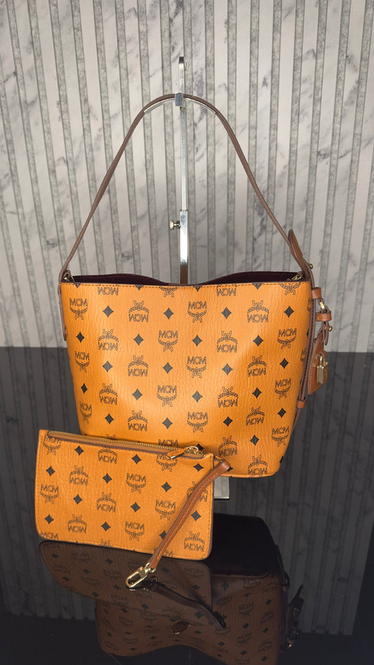 MCM Cognac Visetos Bucket Set