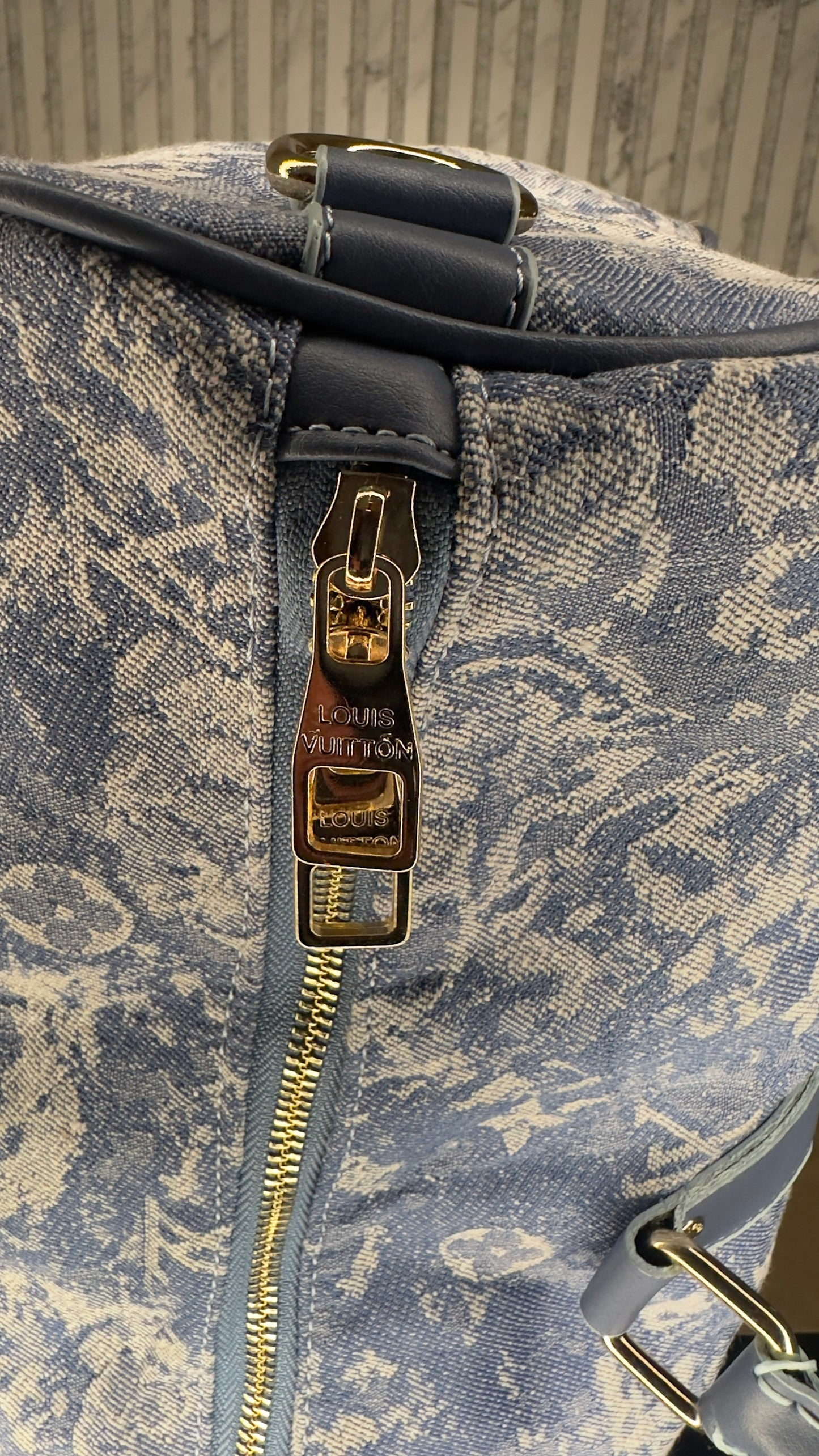 Louis Vuitton Keepall Bandoulière 45 Blue Monogram Tapestry Denim