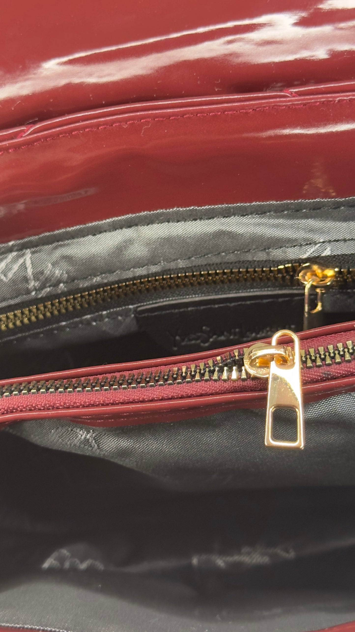 Yves Saint Laurent LouLou Large Patent Bordeaux Chain Bag