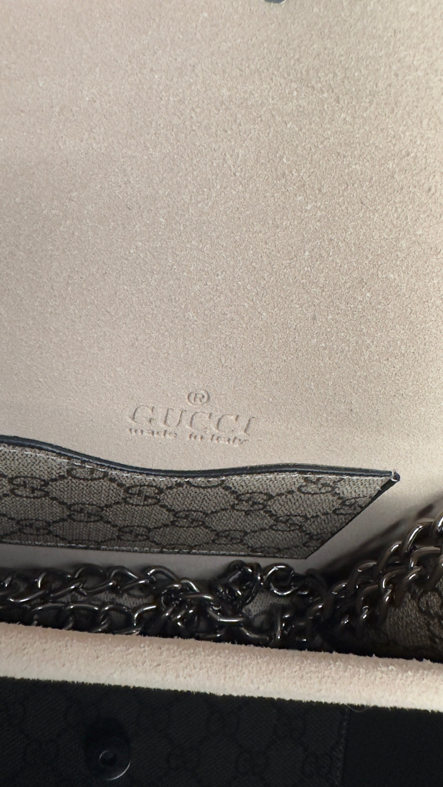 Gucci Dionysus GG Supreme Bag – Beige/Ebony with Camel Suede