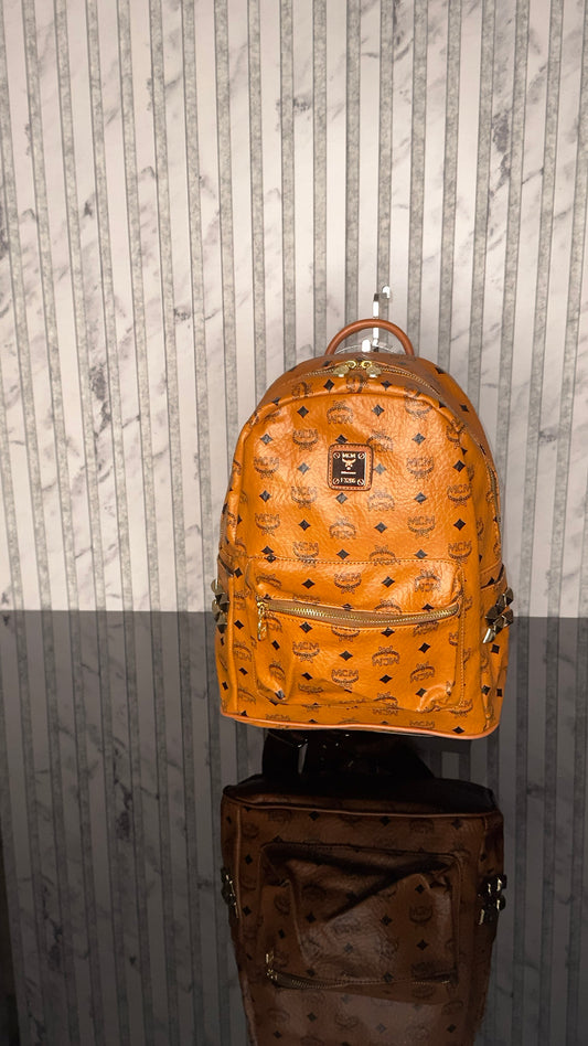 MCM Stark Studded Backpack – Cognac