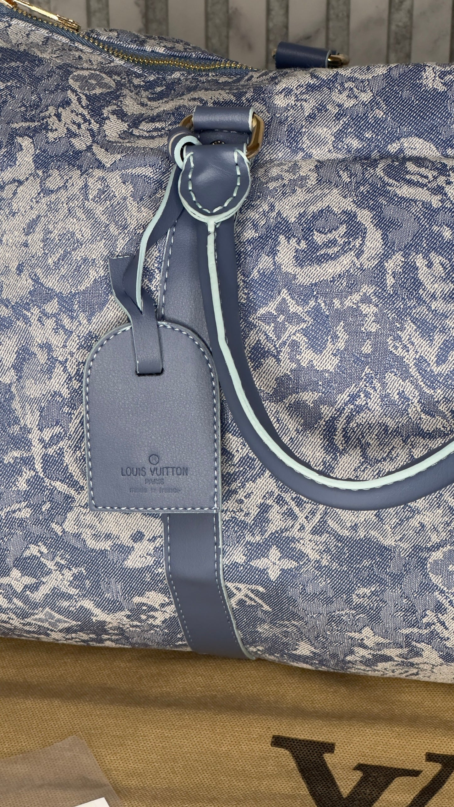 Louis Vuitton Keepall Bandoulière 45 Blue Monogram Tapestry Denim