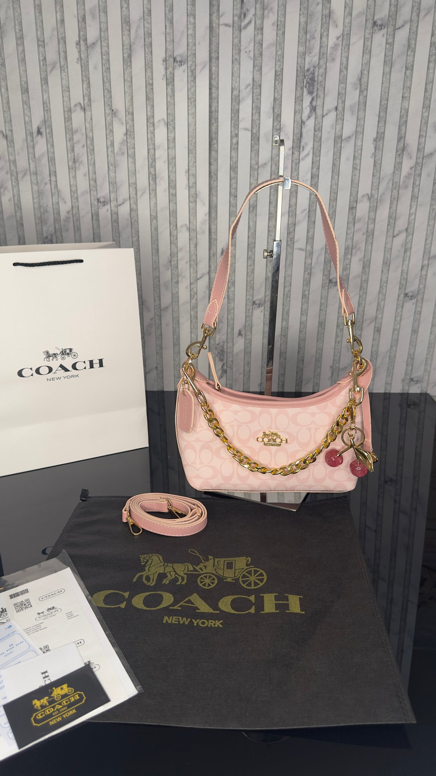 Coach Pillow Madison Pink Signature Chain Bag