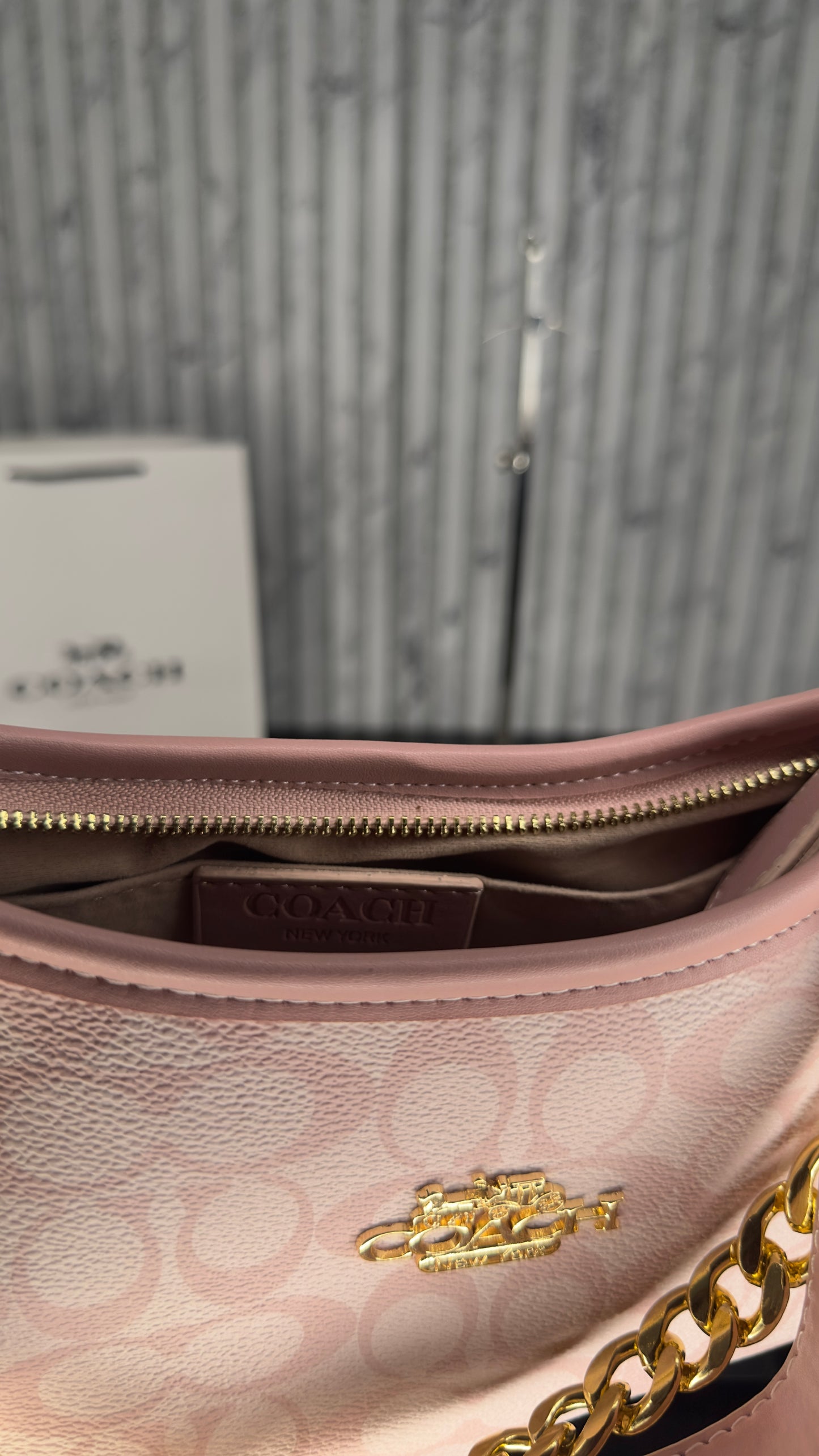 Coach Pillow Madison Pink Signature Chain Bag