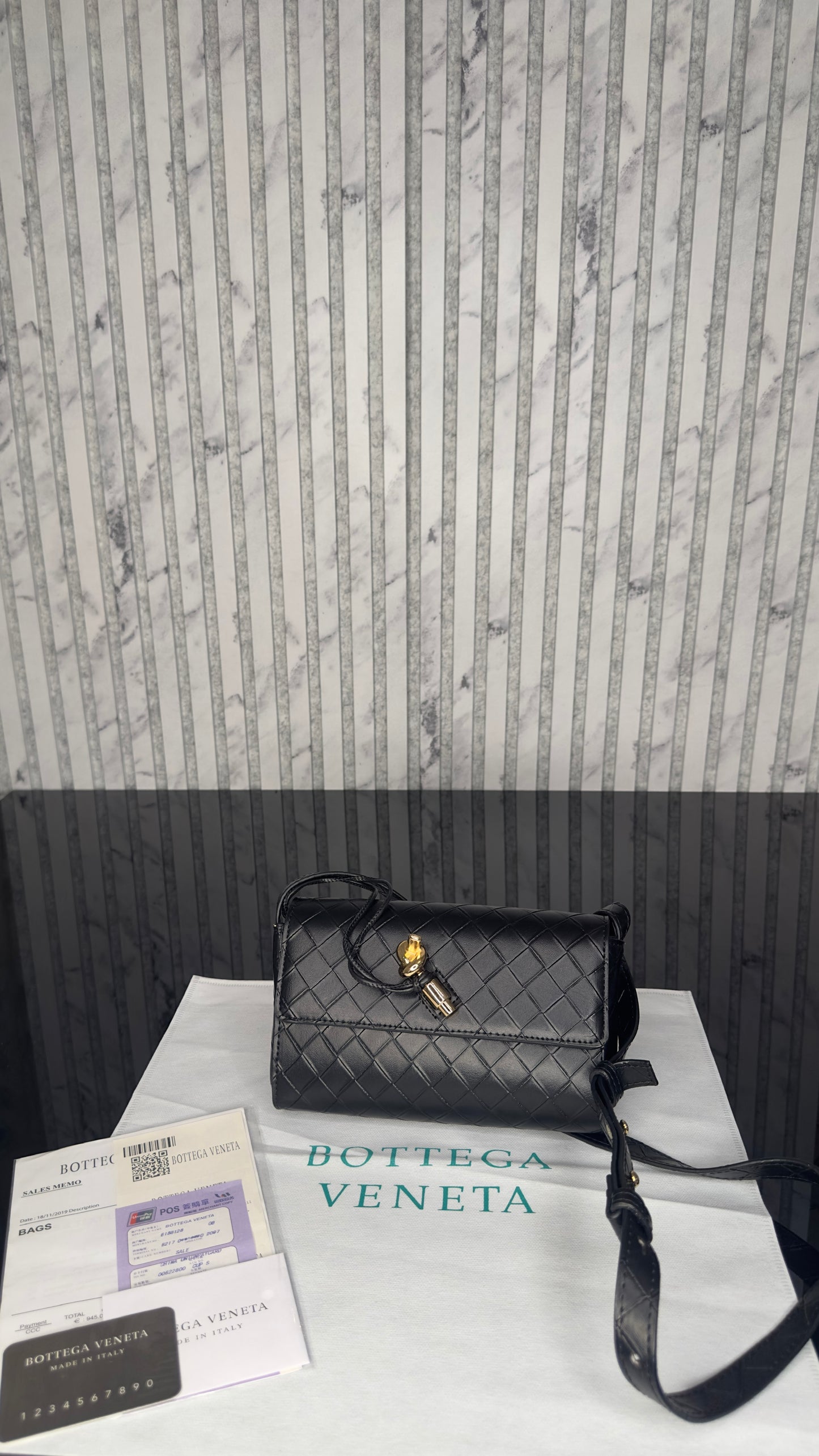 Bottega Veneta Intrecciato Knot Crossbody Bag – Black