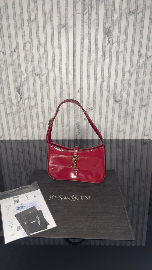 Yves Saint Laurent Le 5 à 7 Patent Red Shoulder Bag