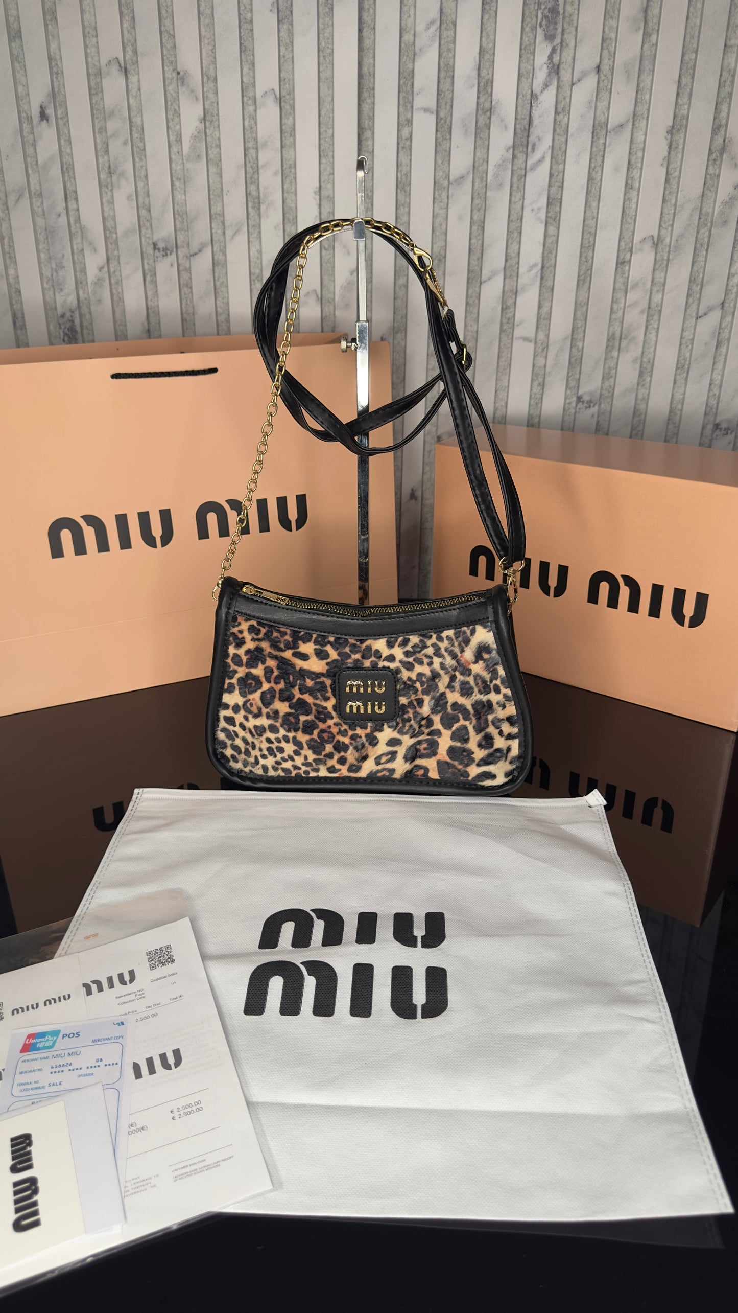 Miu Miu Soft Fur Shoulder Bag – Leopard