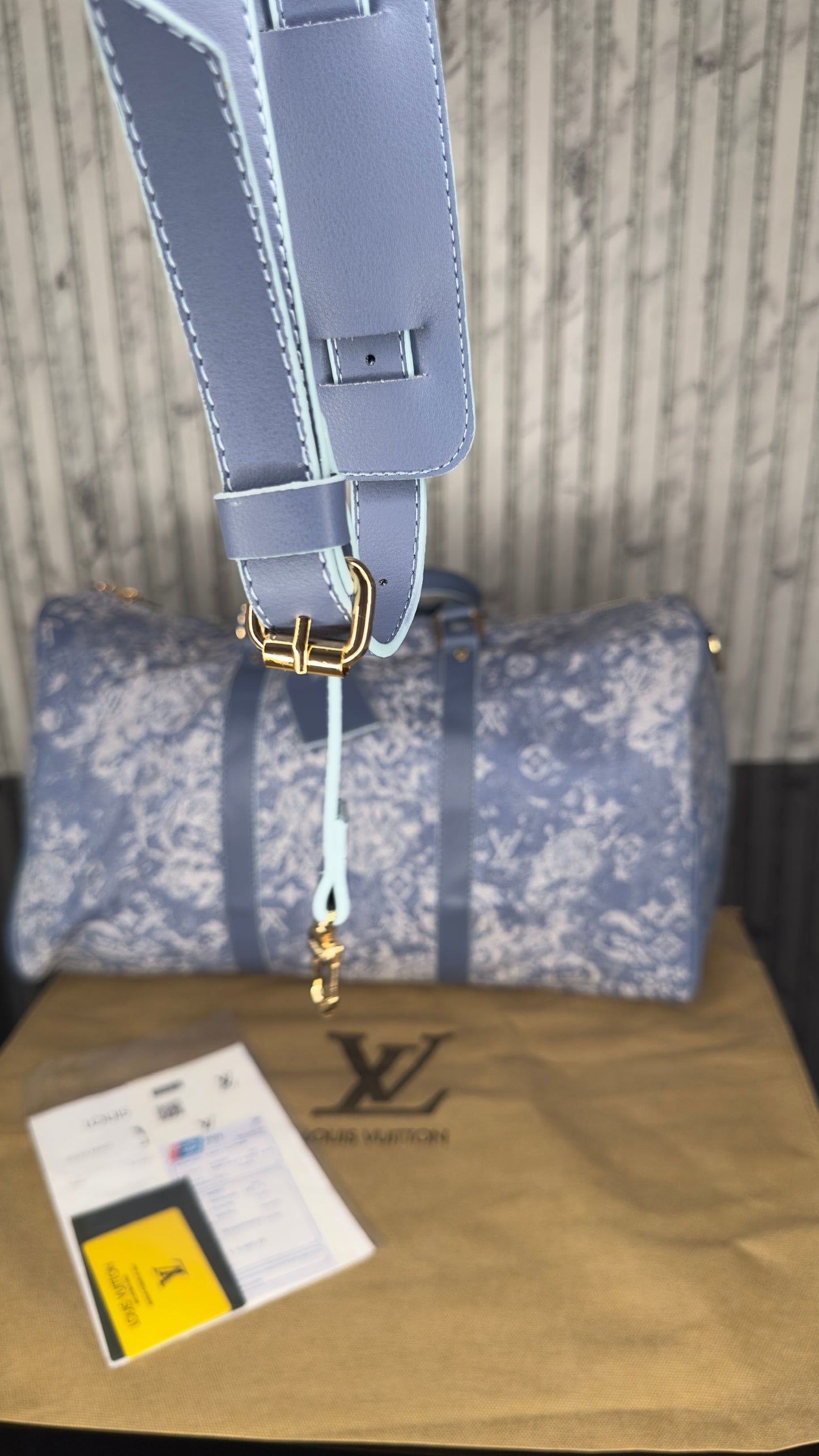 Louis Vuitton Keepall Bandoulière 45 Blue Monogram Tapestry Denim