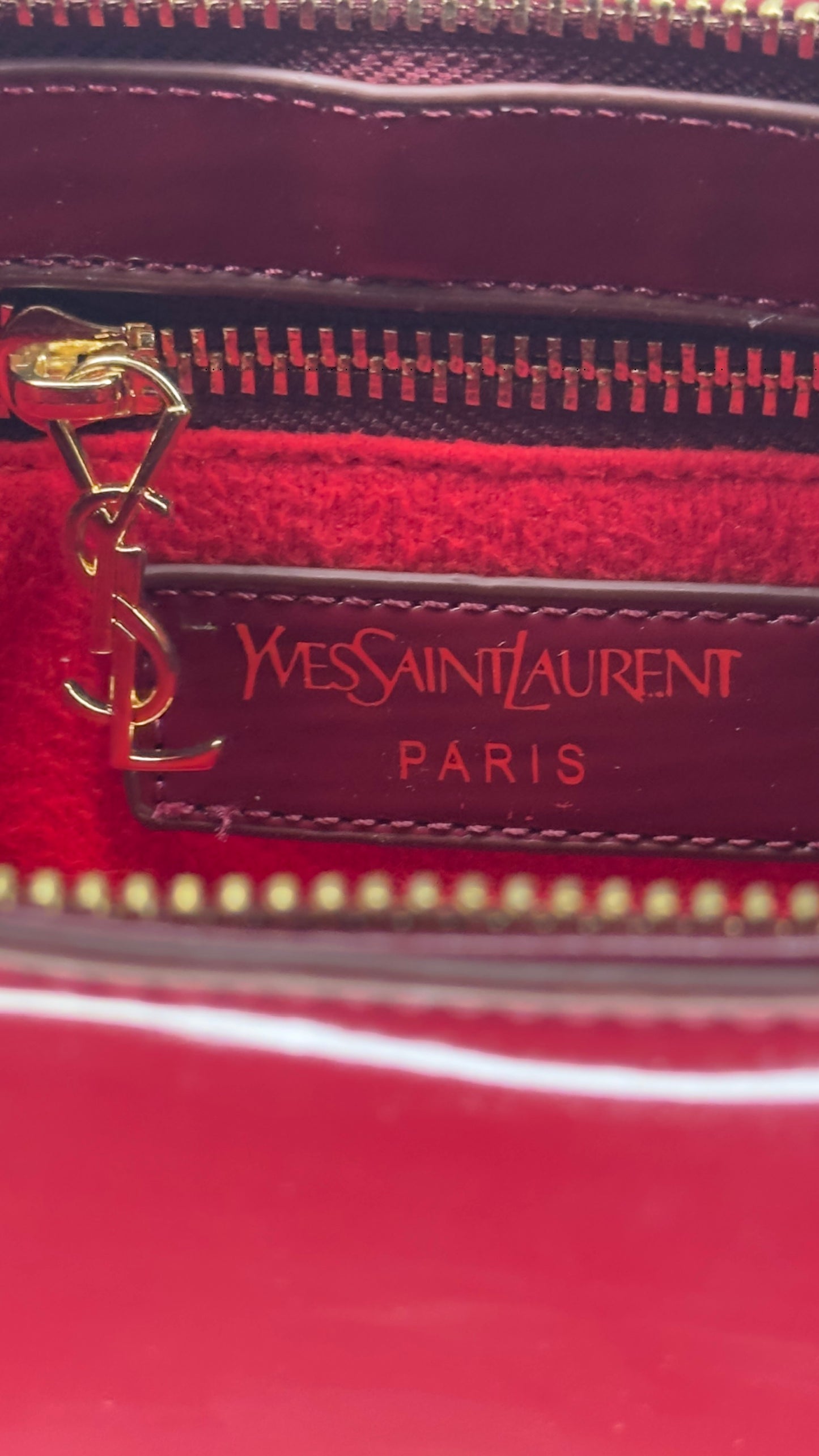 Yves Saint Laurent Le 5 à 7 Patent Red Shoulder Bag