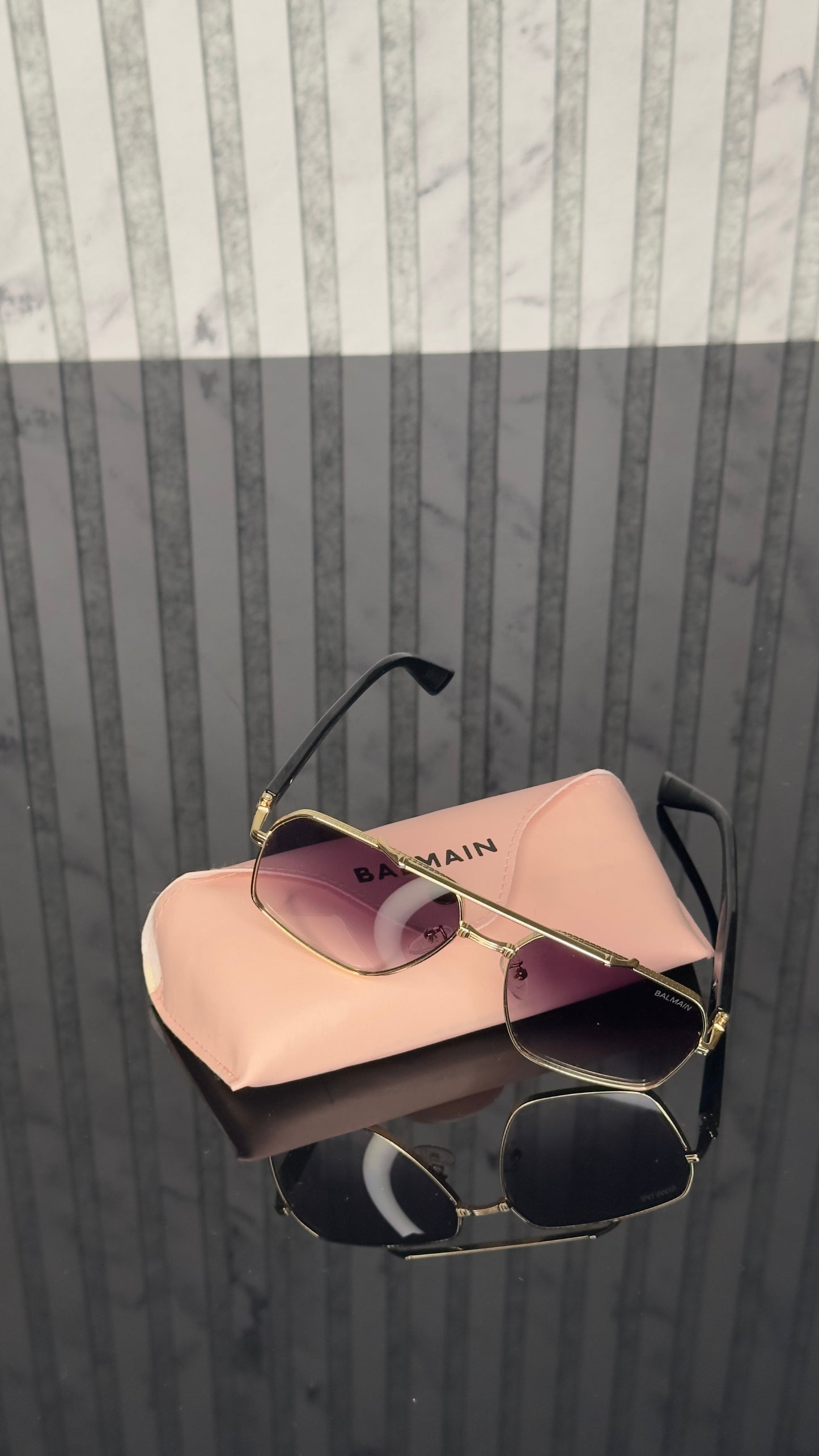 Balmain Gold Purple Aviator