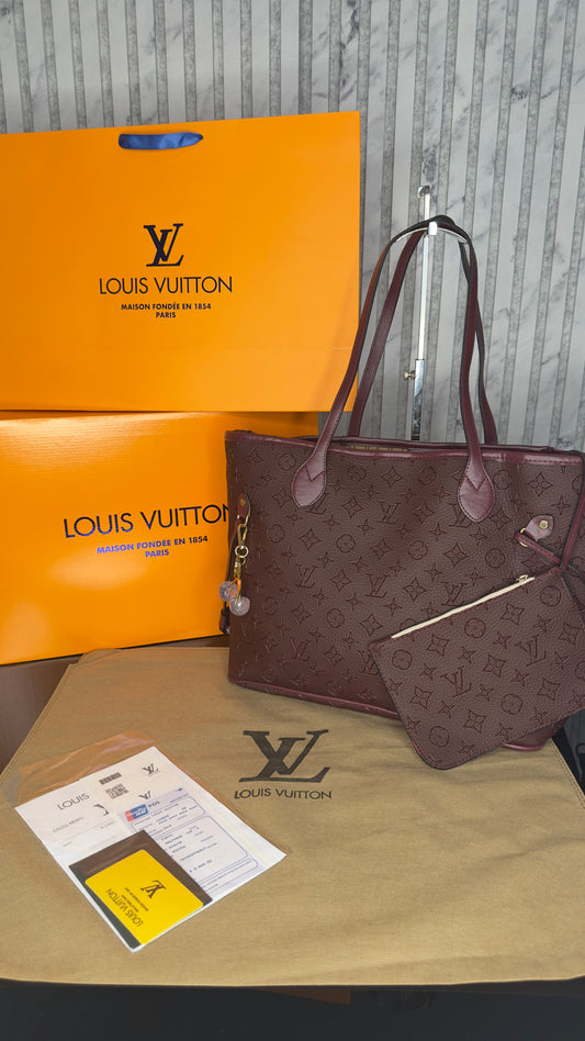 Louis Vuitton Neverfull MM Embossed Monogram – Bordeaux