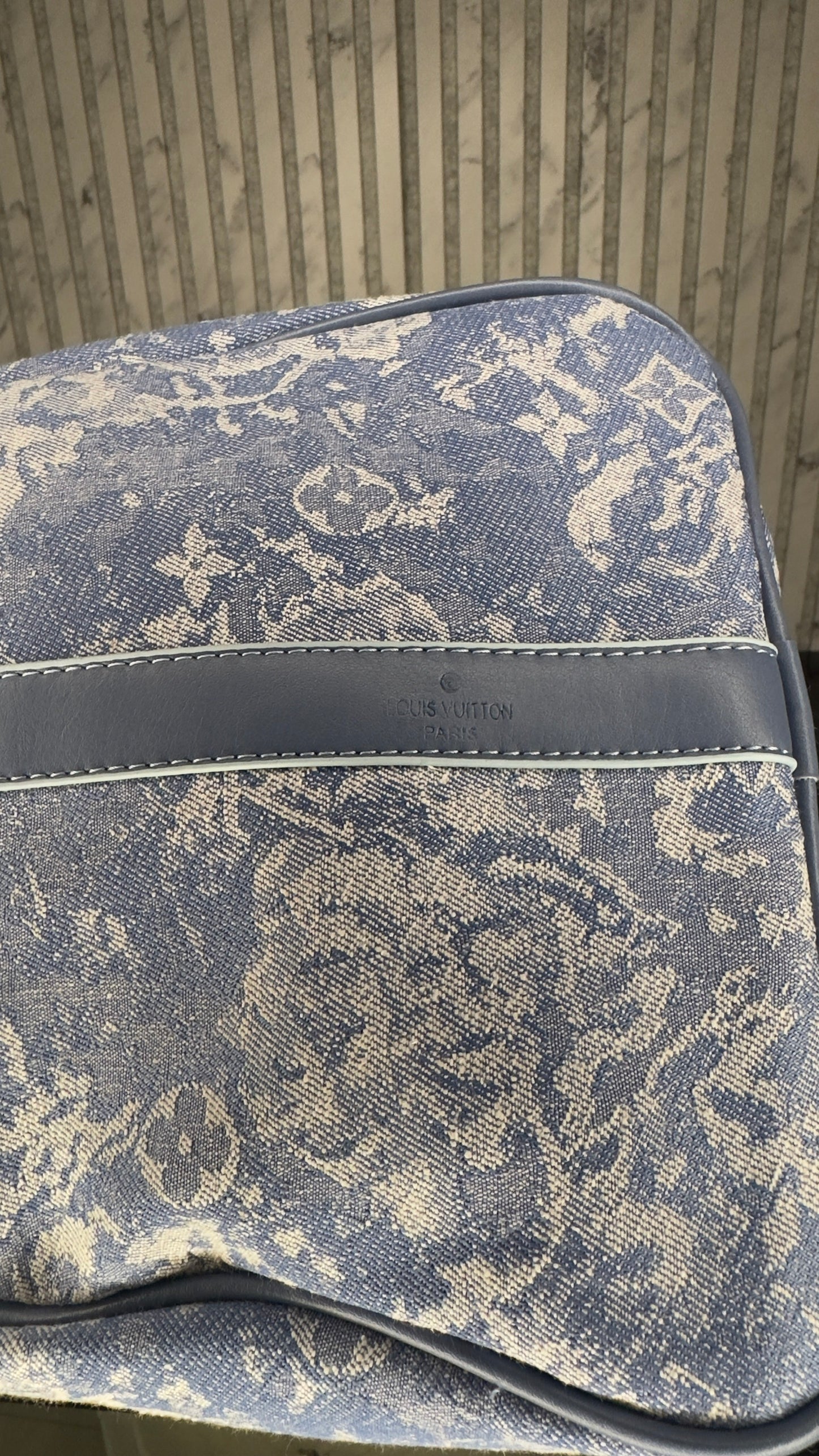 Louis Vuitton Keepall Bandoulière 45 Blue Monogram Tapestry Denim