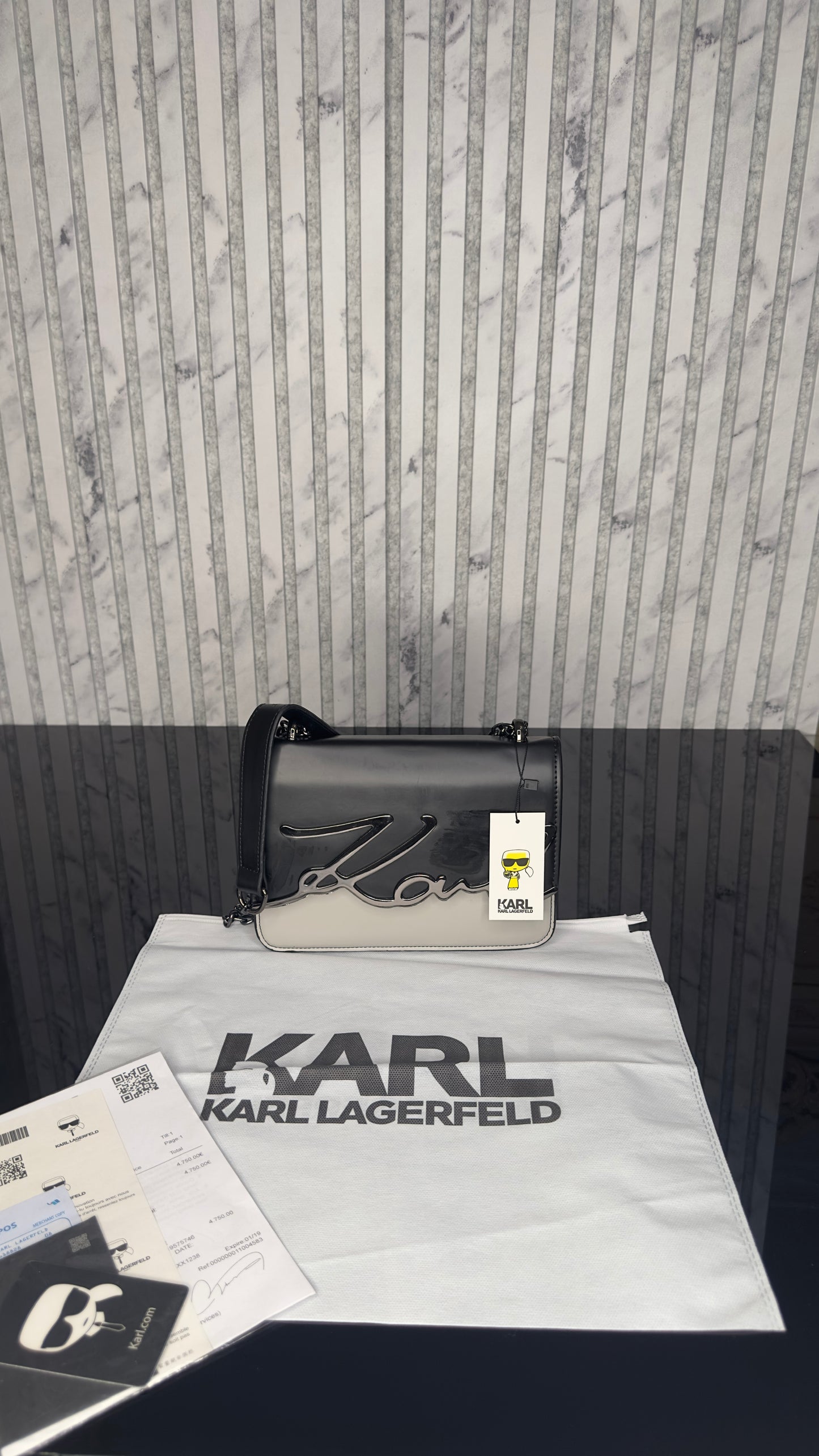 Karl Lagerfeld K/Signature Shoulder Bag – Black & White