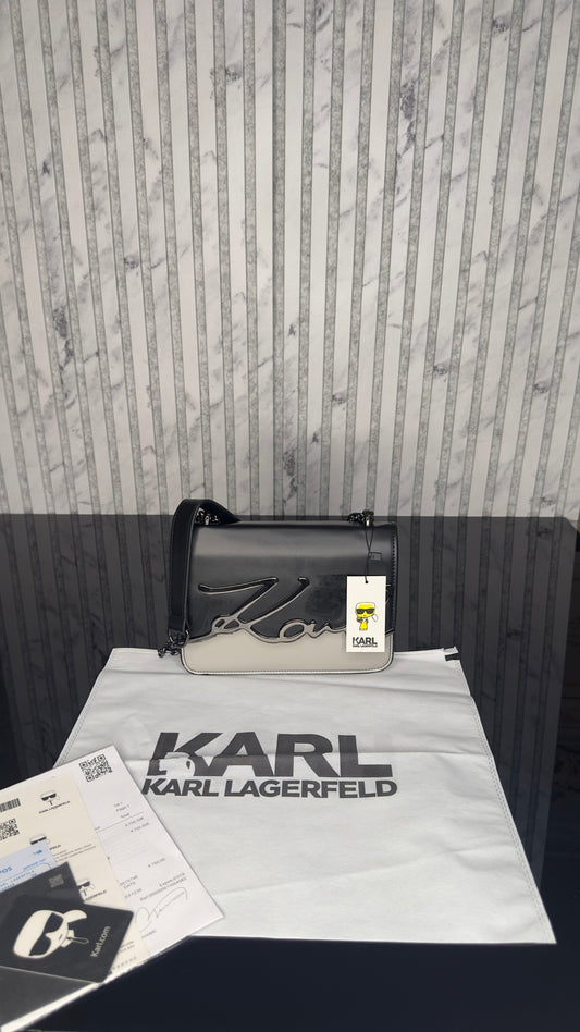 Karl Lagerfeld K/Signature Shoulder Bag – Black & White
