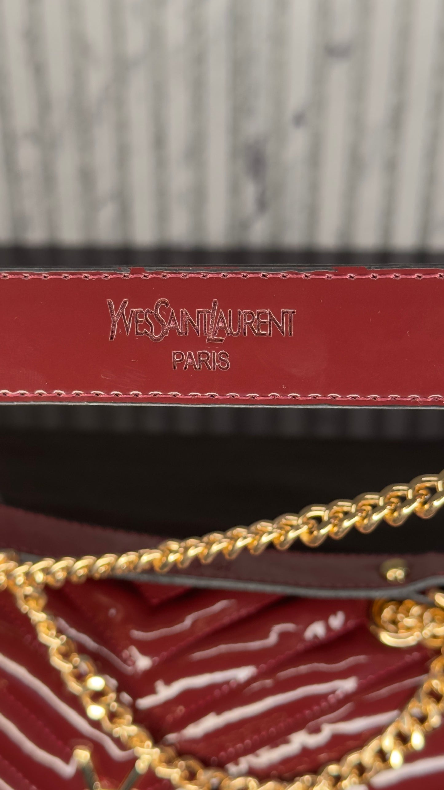 Yves Saint Laurent LouLou Large Patent Bordeaux Chain Bag