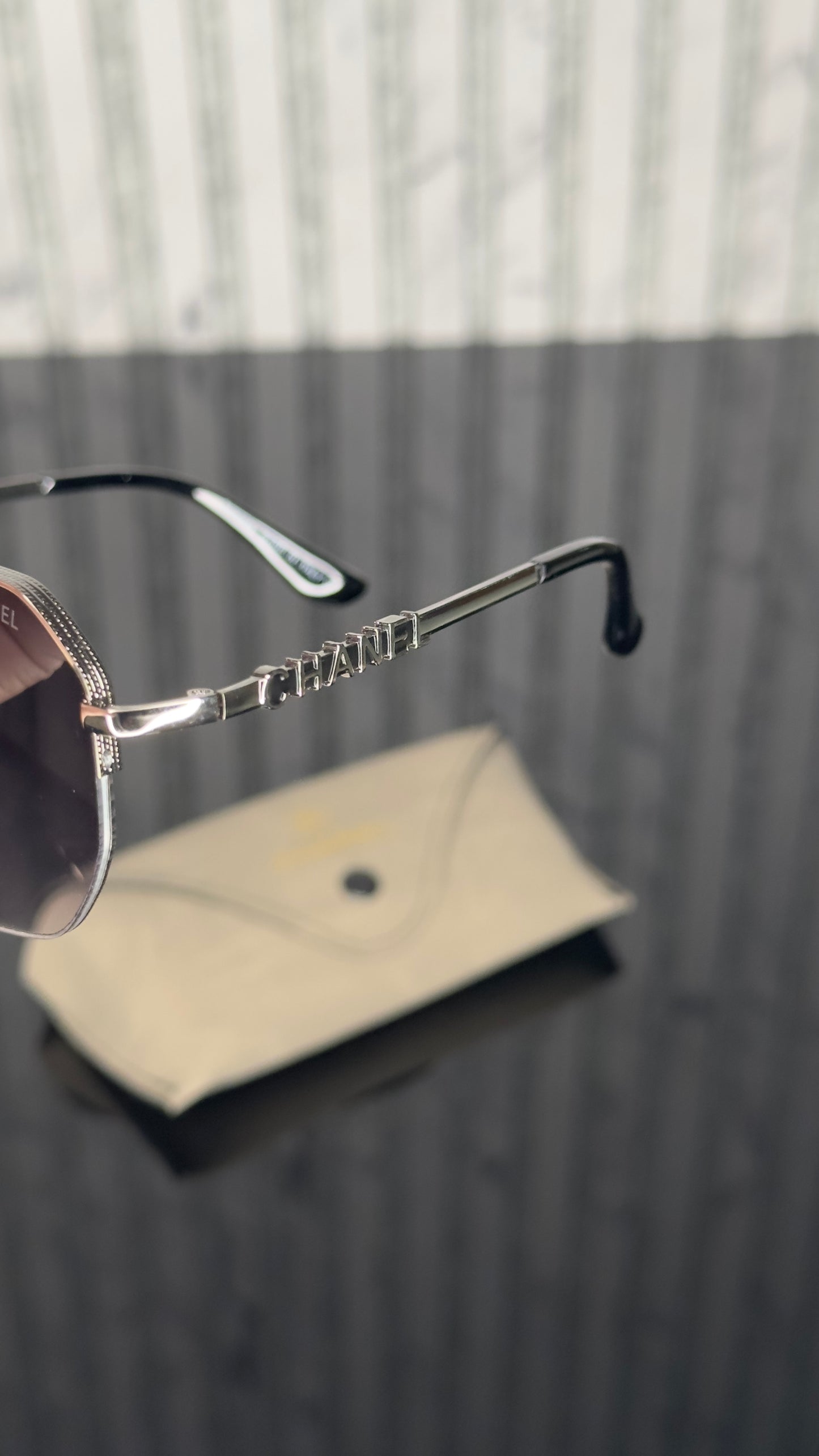 Chanel Silver Purple Square