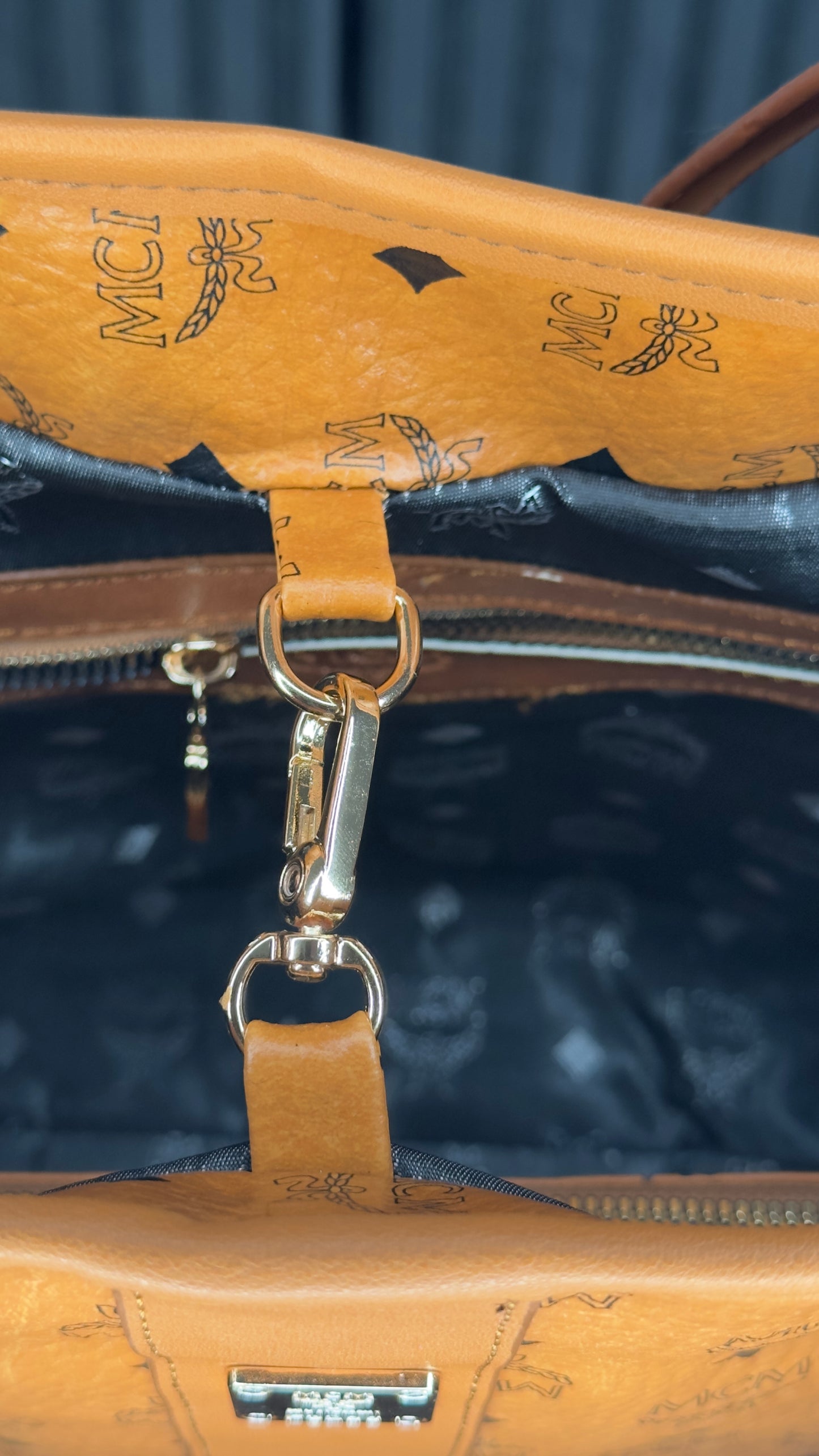 MCM Visetos Cognac Tote Set