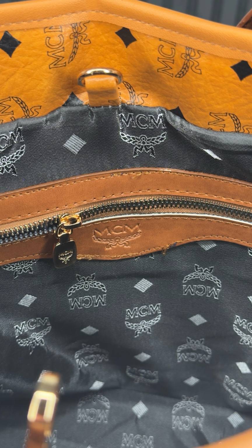 MCM Visetos Cognac Tote Set