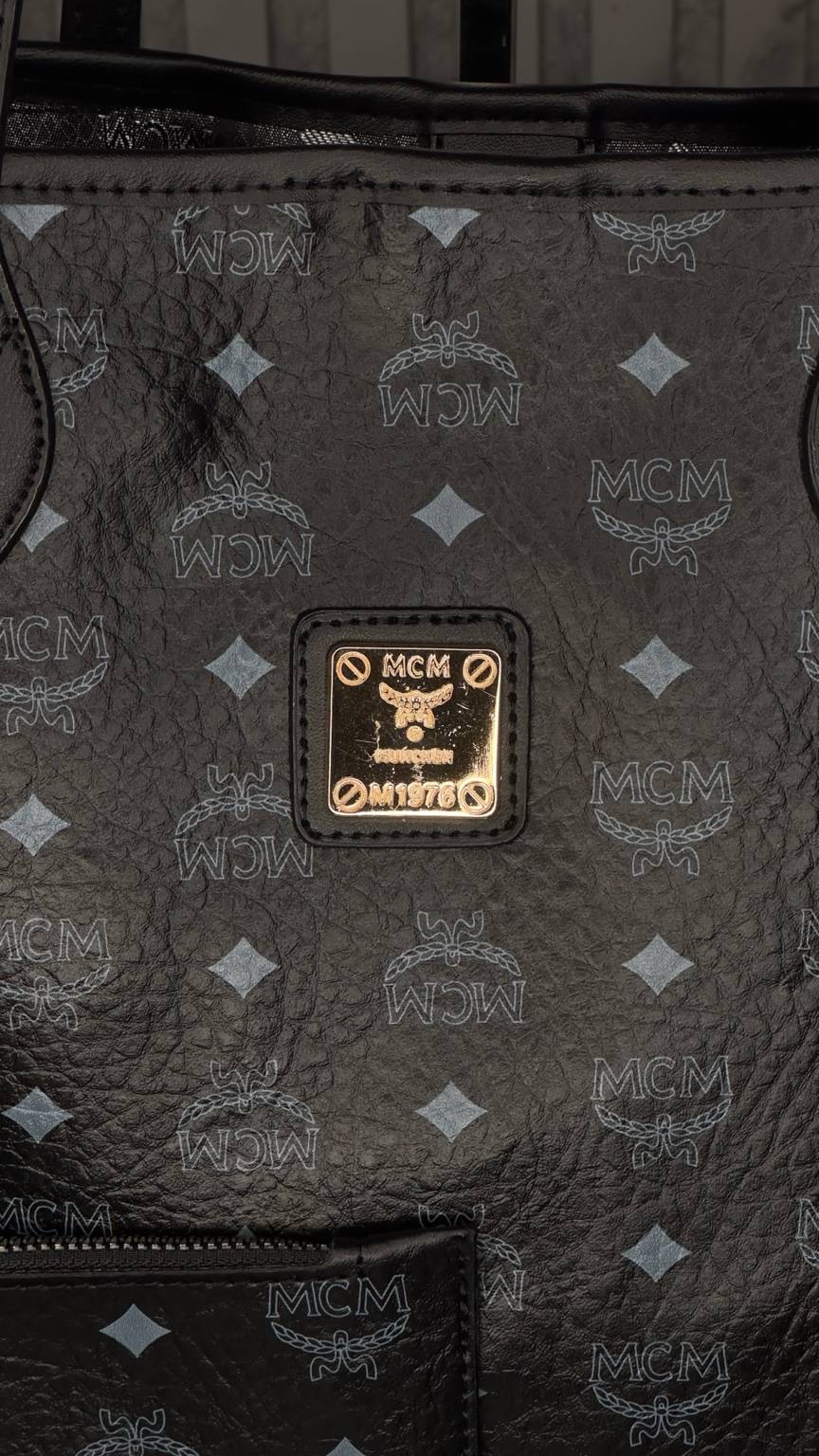 MCM Visetos Black Tote Set