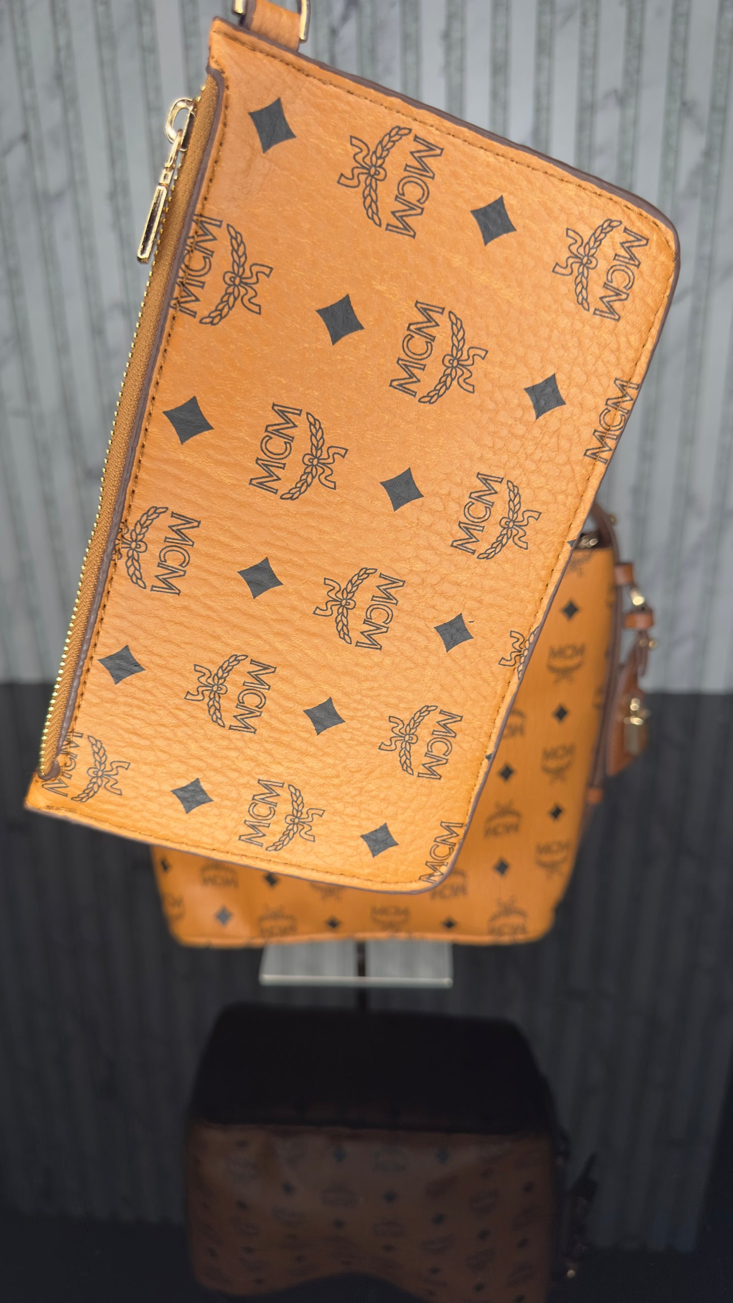 MCM Cognac Visetos Bucket Set