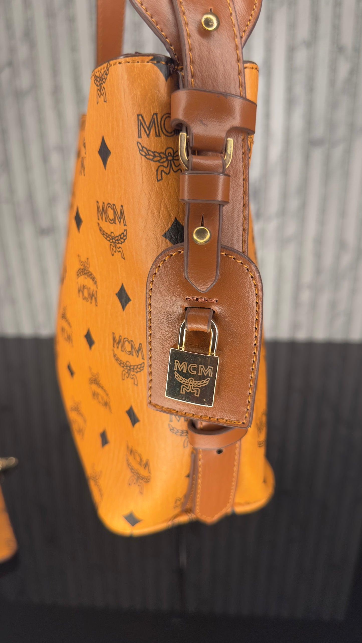 MCM Cognac Visetos Bucket Set