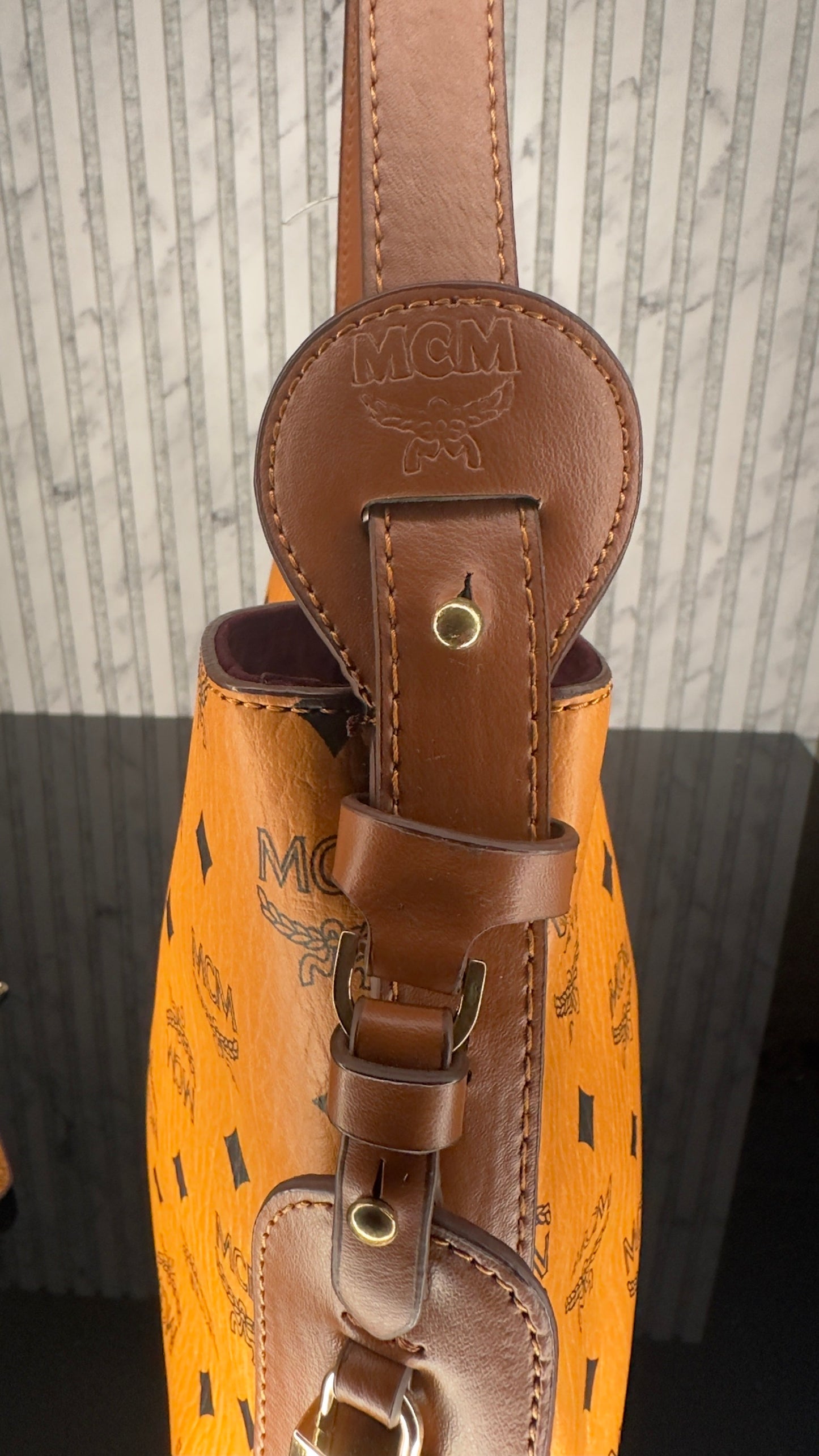 MCM Cognac Visetos Bucket Set