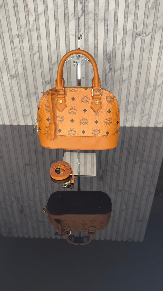 MCM Boston Mini Bag Visetos Cognac