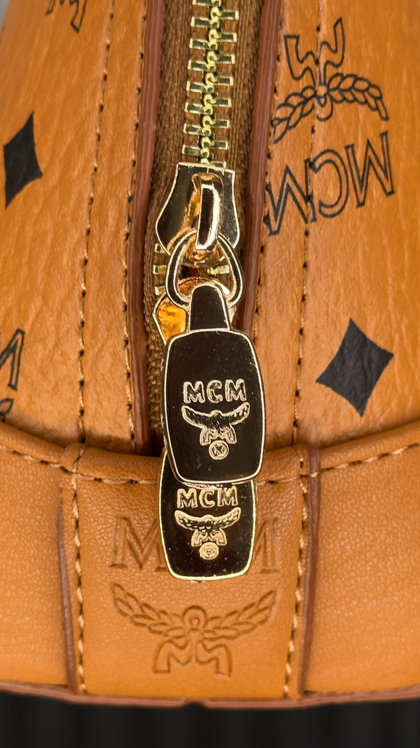 MCM Boston Mini Bag Visetos Cognac