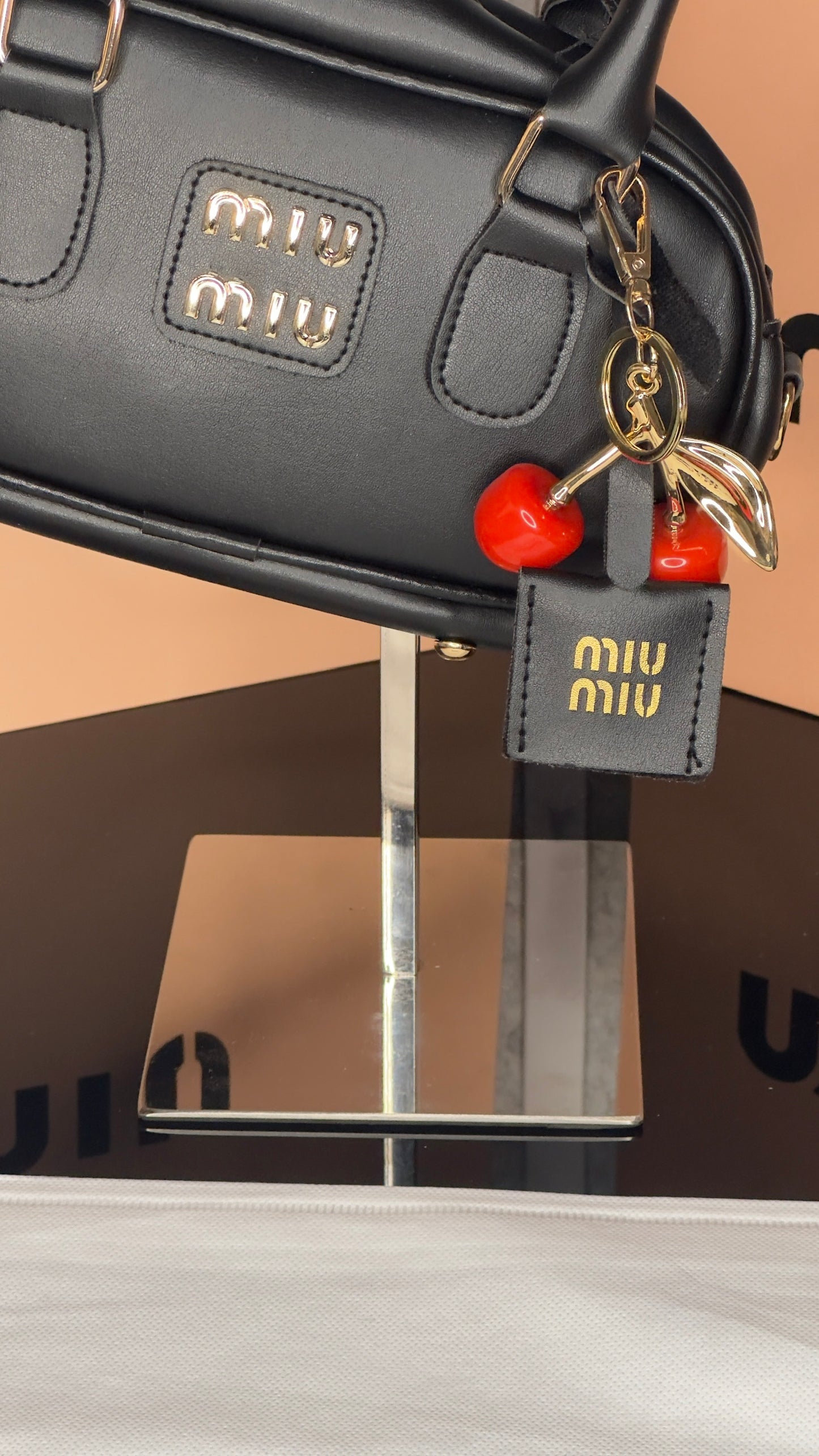 Miu Miu Cherry Bowling Bag – Black