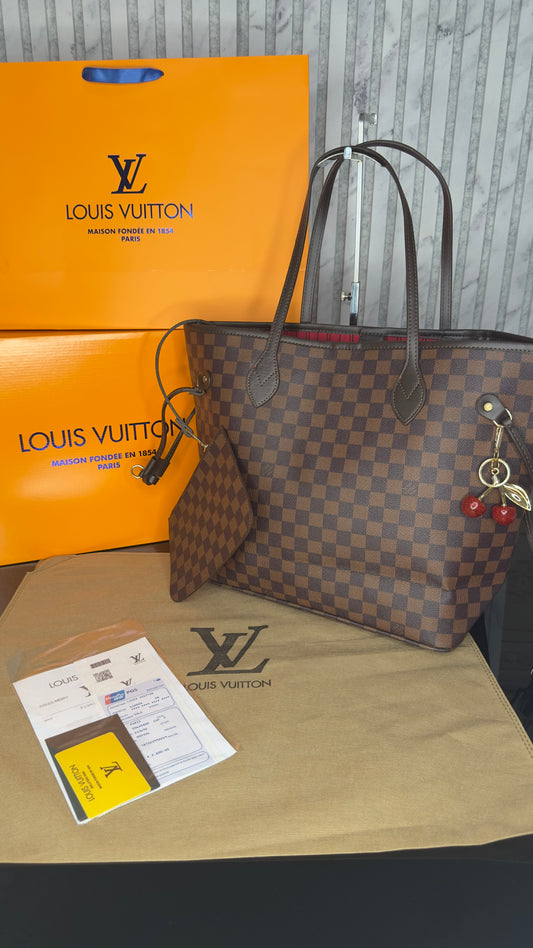 Louis Vuitton Neverfull MM Damier Ebene – Red Interior