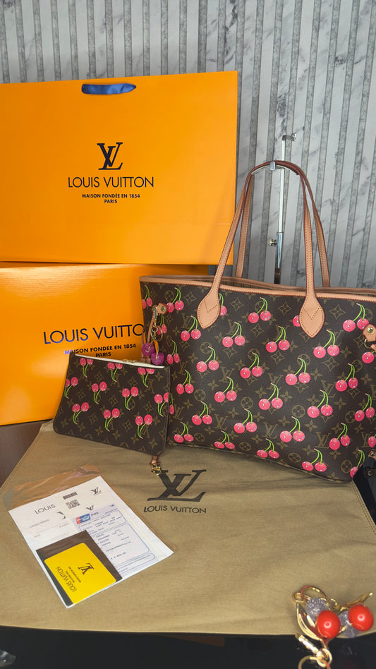 Louis Vuitton Neverfull MM Cherry Edition – Cognac Trim