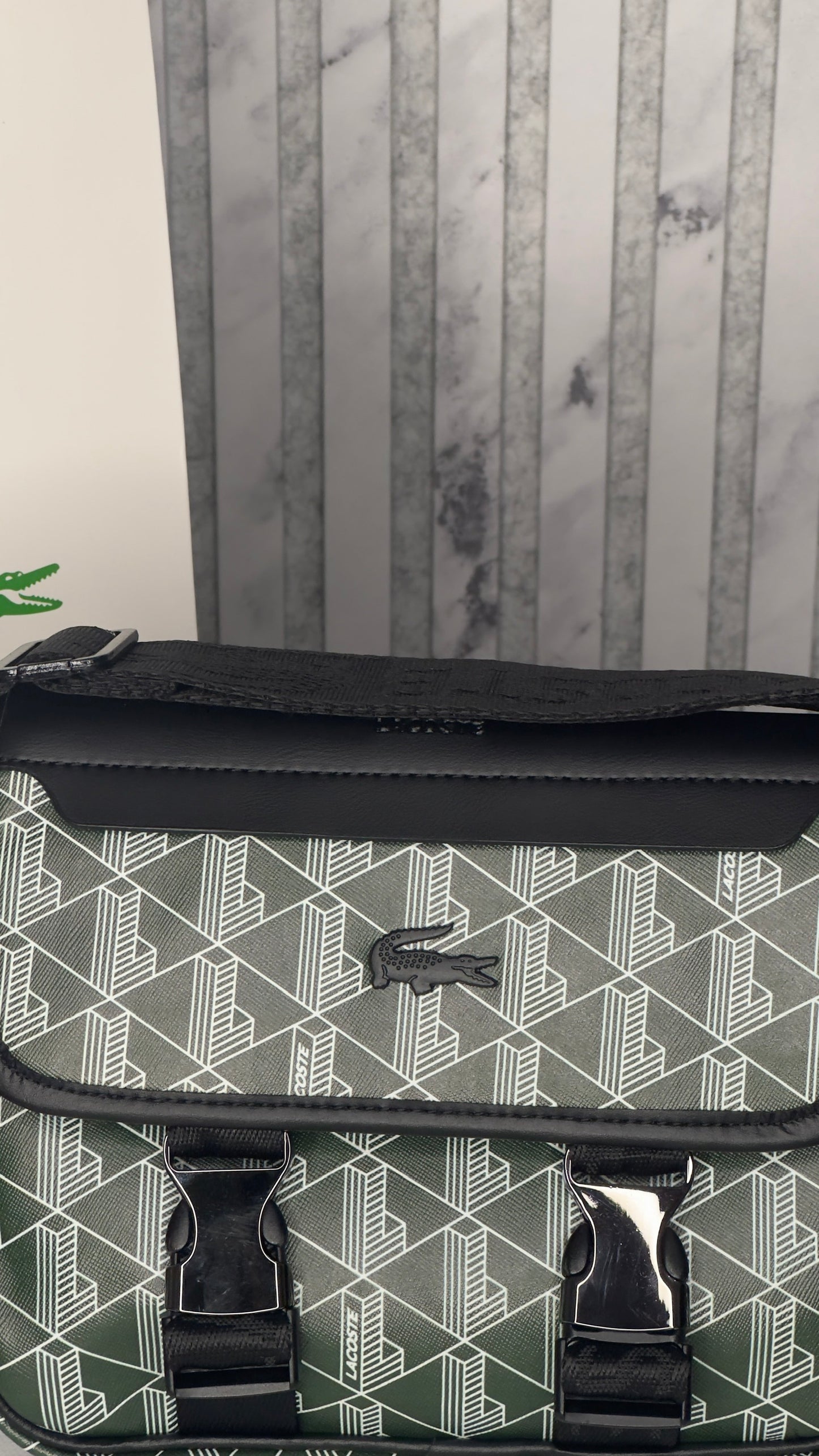 Lacoste Croco Crew Monogram Crossbody Bag – Green