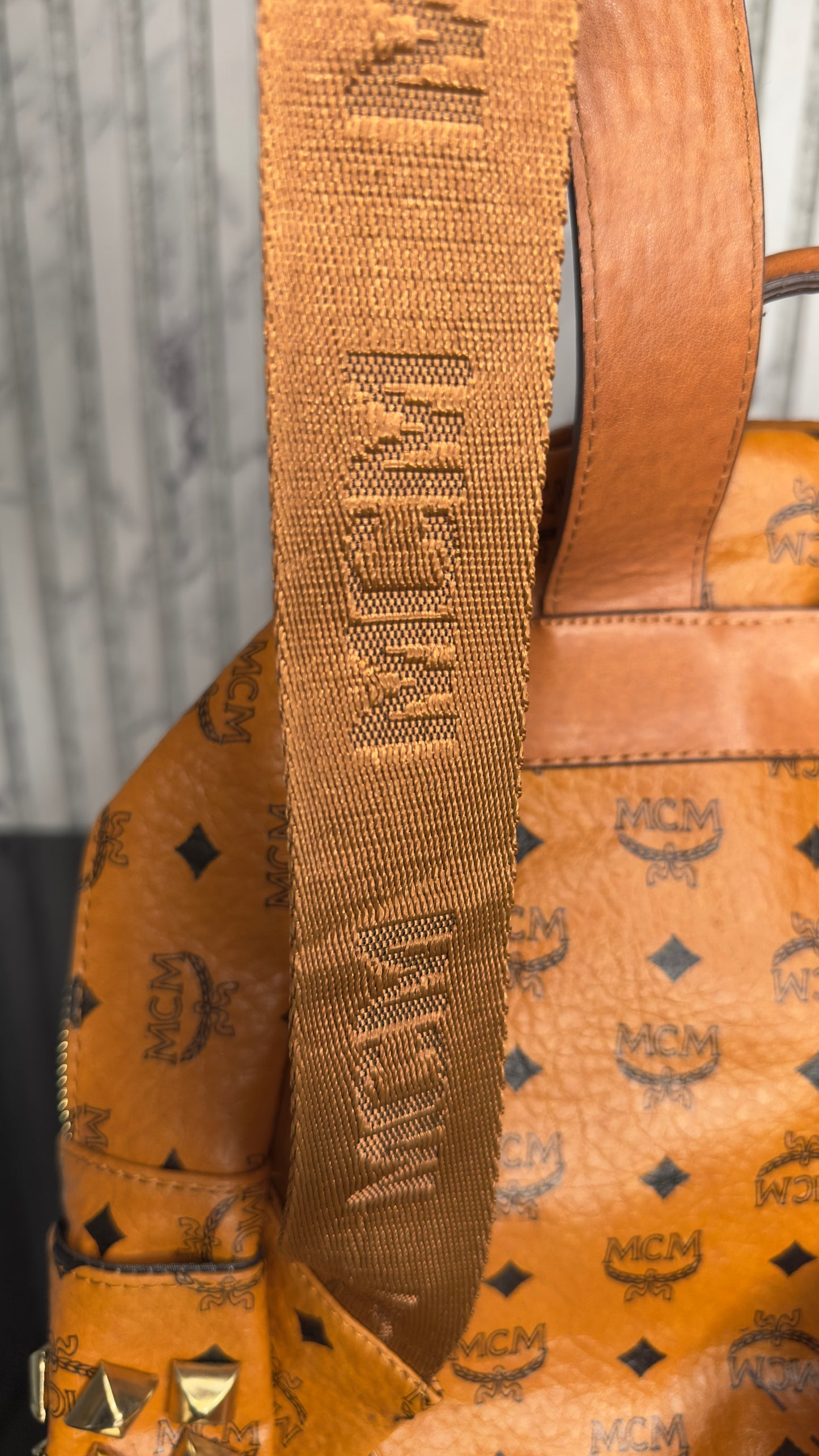 MCM Stark Studded Backpack – Cognac